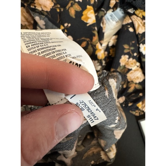 American Eagle Floral Babydoll Top Fairy Grunge Boho Lace Festival Peasant - Picture 4 of 15